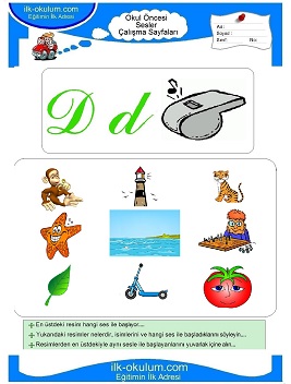 Çocuklar İçin D Sesi Çalışma Sayfaları 